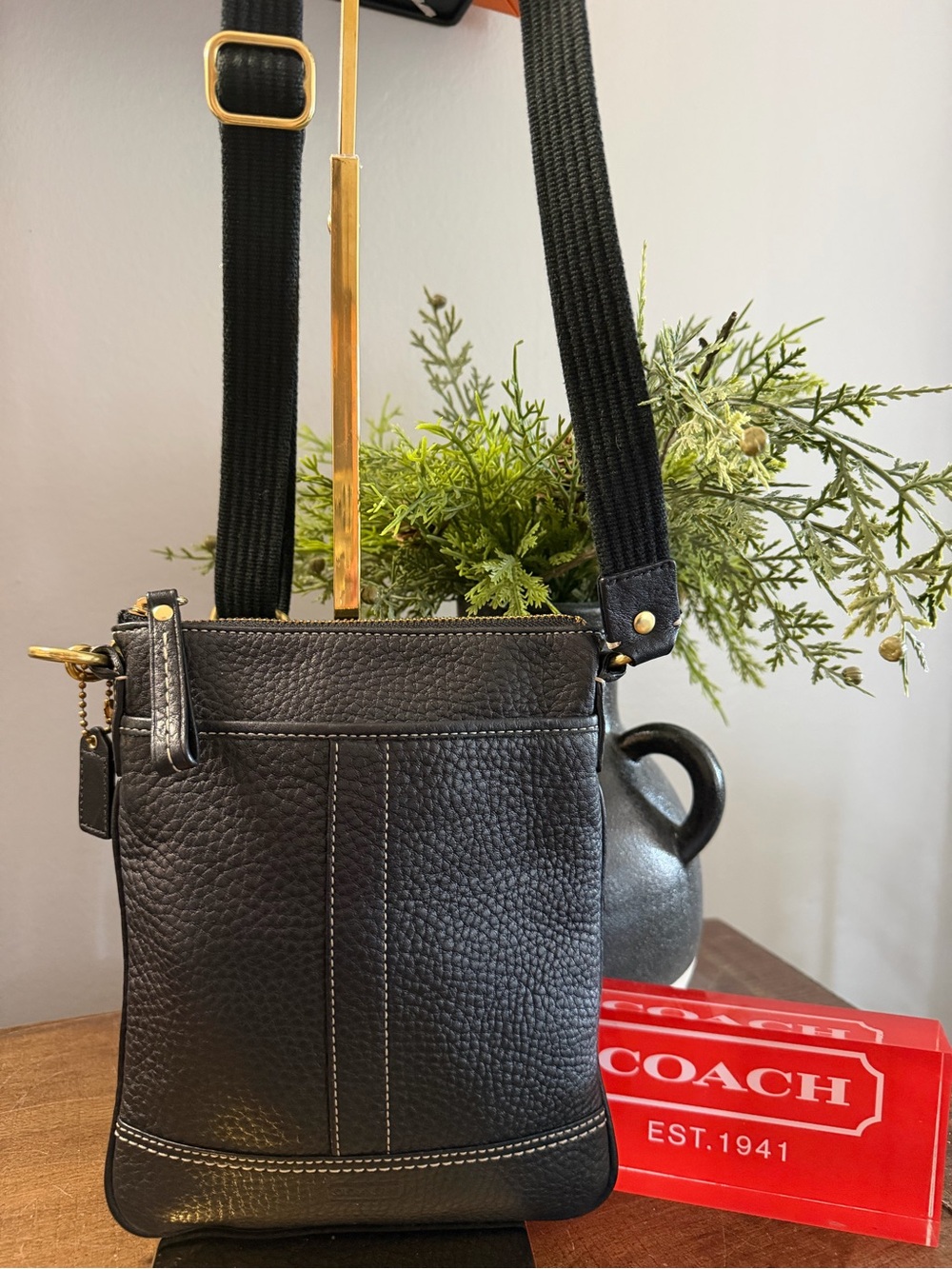 Coach Black Leather Crossbody Bag - Picture 2 of 12